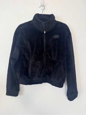 The North Face Kids Osolita Fleece Pile Fuzzy Jacket Coat Full Zip Black Sz XL